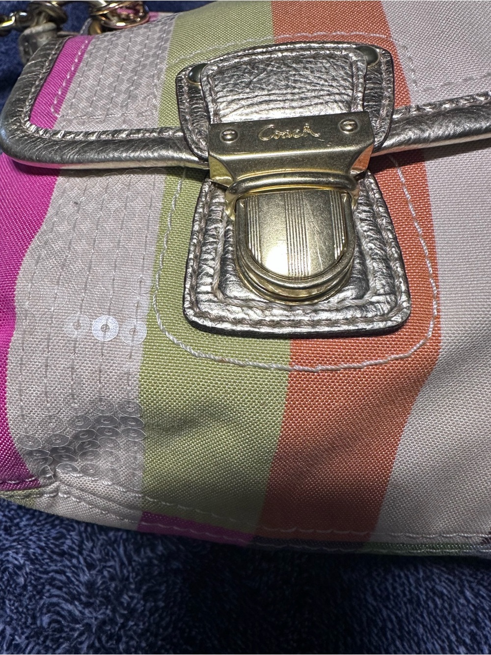 Coach Poppy Legacy Striped Sequined Hippie Purse - Picture 10 of 16